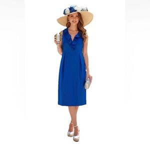 MOSCHINO Cheap and Chic Royal Blue Pima Cotton Dress IT 40 US 6 Ruffle Neckline